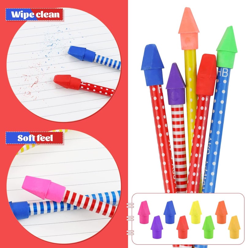 Fyess 800PCS Caps Pencil Erasers Chisel Shape Pencil Eraser Arrowhead Caps Erasers Latex Free Pencil Pencil Eraser Toppers Assorted Colors for Favors Games Prizes Pencil Top Erasers Home School Office - Image 4